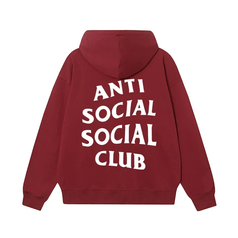 Anti Social Social Club Classic White Logo Burgundy Hoodie