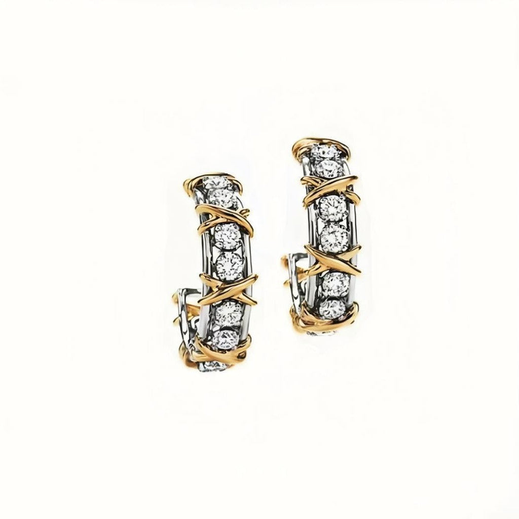 Tiffany Style Crossover Cubic Zirconia 18K Gold-Plated Earrings