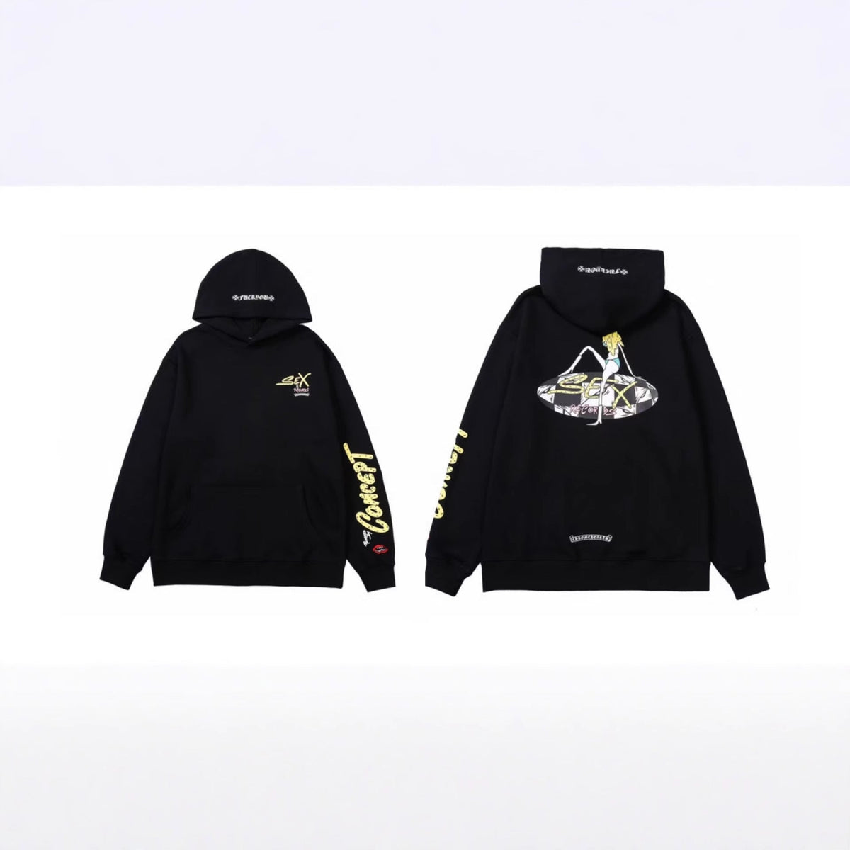Chrome Hearts Gothic Graphic Print Pullover Hoodie Streetwear Unisex