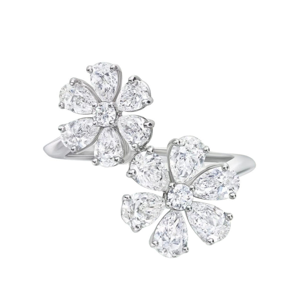 Harry Winston Style Forget-Me-Not Floral Cubic Zirconia Ring