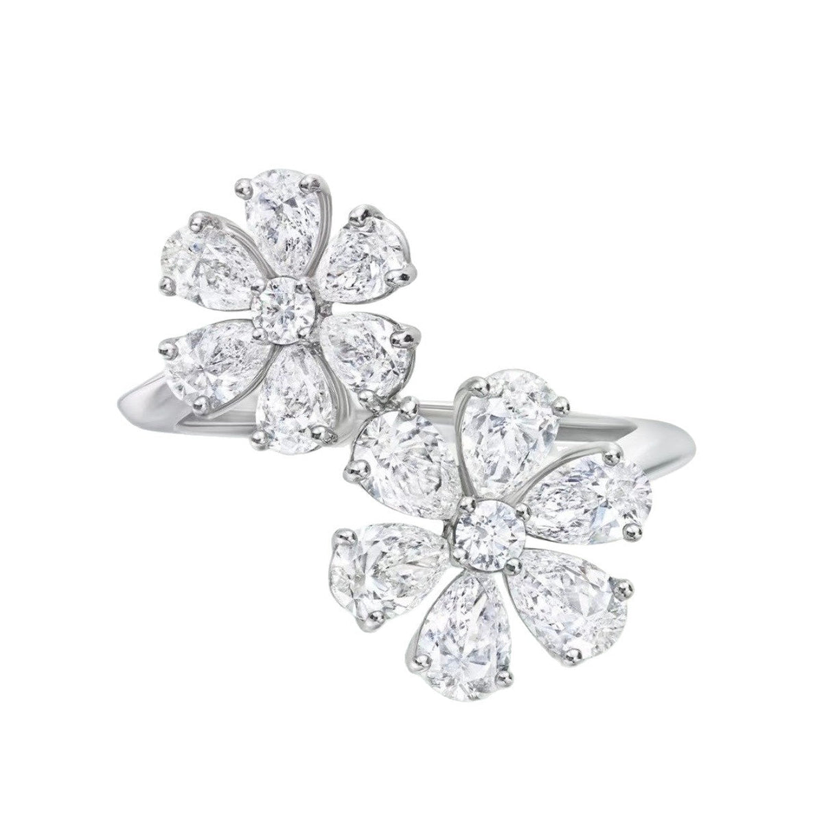 Harry Winston Style Forget-Me-Not Floral Cubic Zirconia Ring