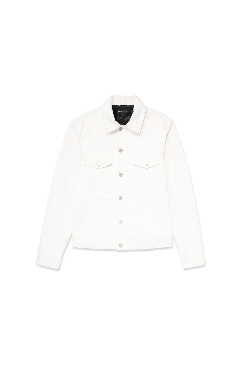 P028 LEATHER TRUCKER JACKET - Brilliant White