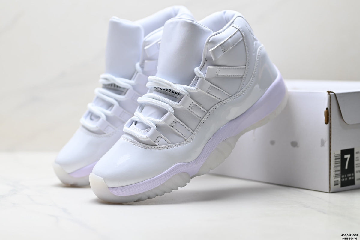 Air Jordan 11 Retro White and Lavender Unisex Sneakers Style 23
