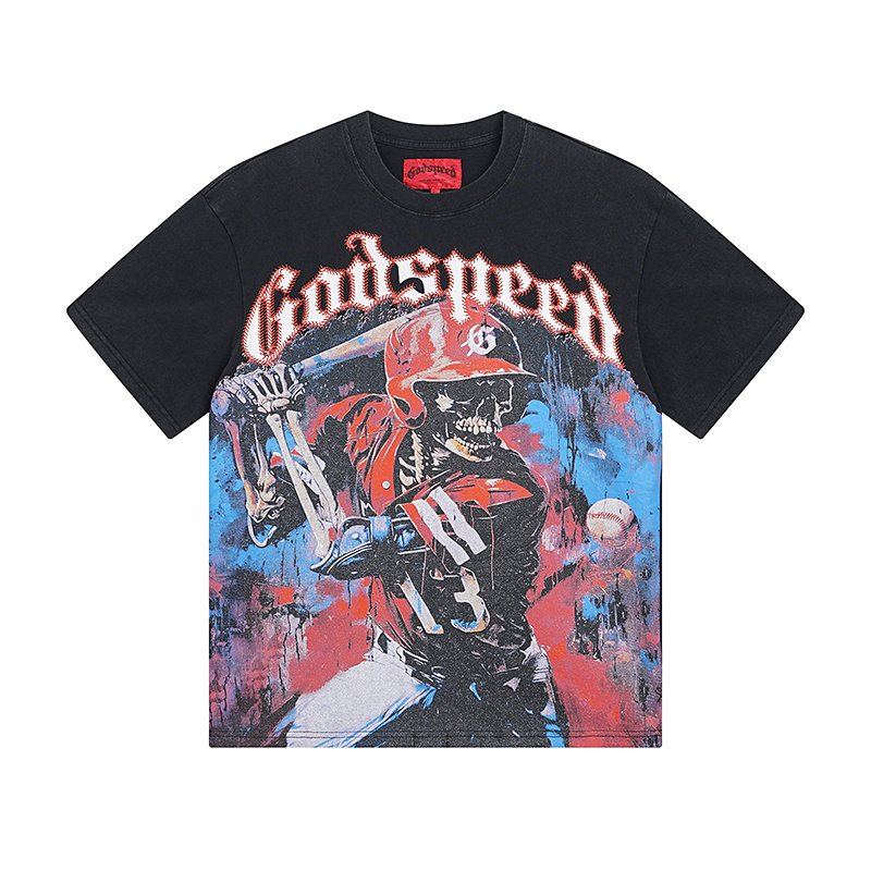 Godspeed Baseball Skull Graphic T-Shirt