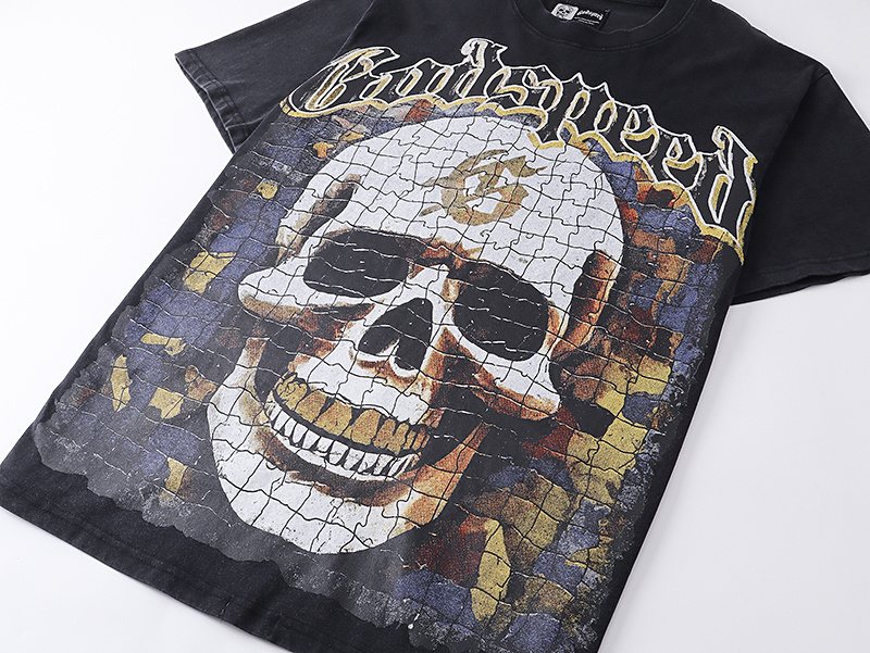 Godspeed Washed Black Skull & Sun-Eye Graphic T-Shirt