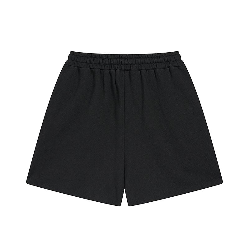 MIXED EMOTION Rhinestone Graphic Raw-Hem Shorts