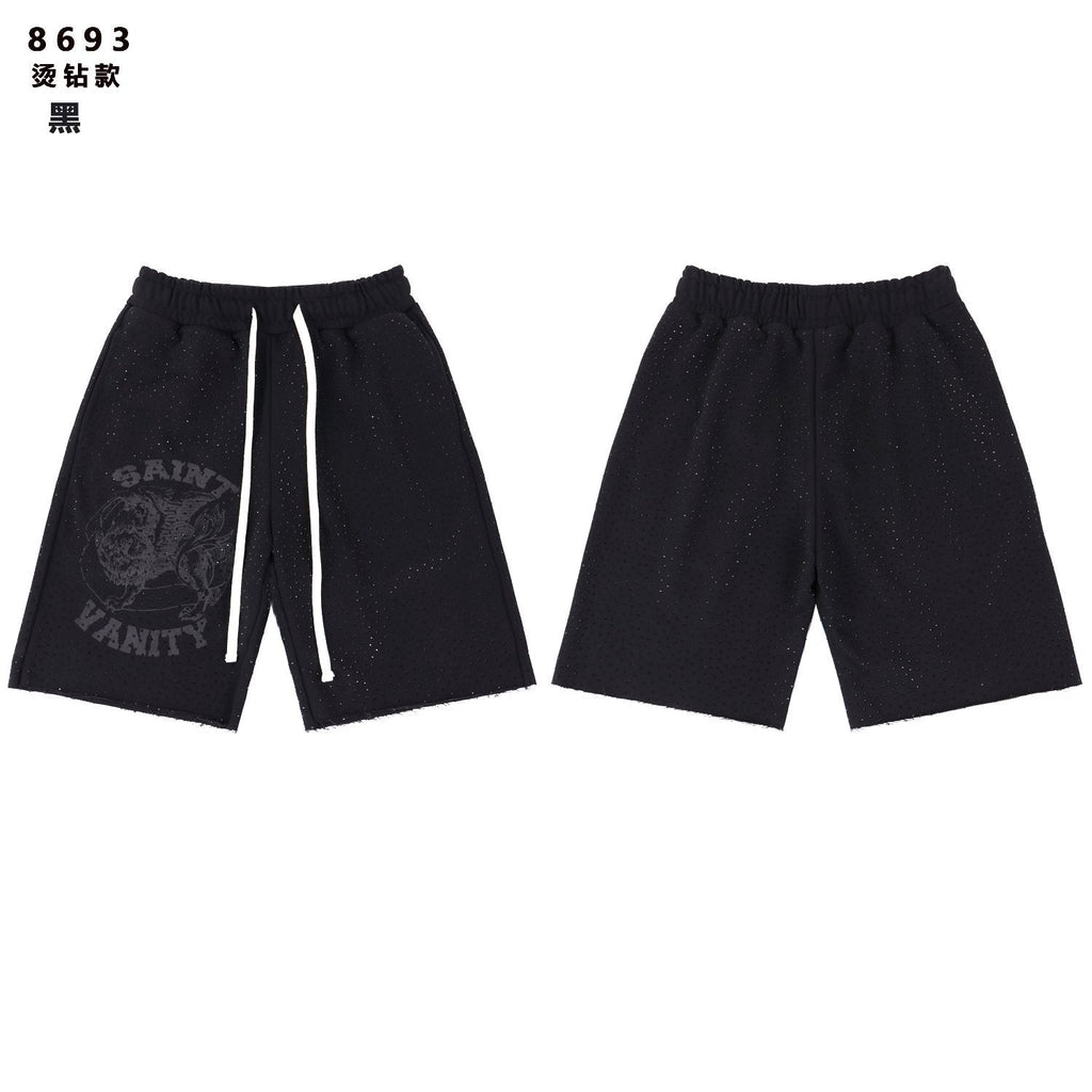 SAINT Vanity Rhinestone Drawstring Shorts