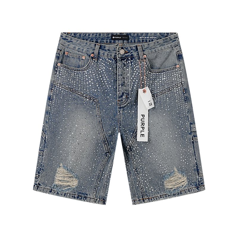 Purple Brand Rhinestone Splatter Denim Shorts