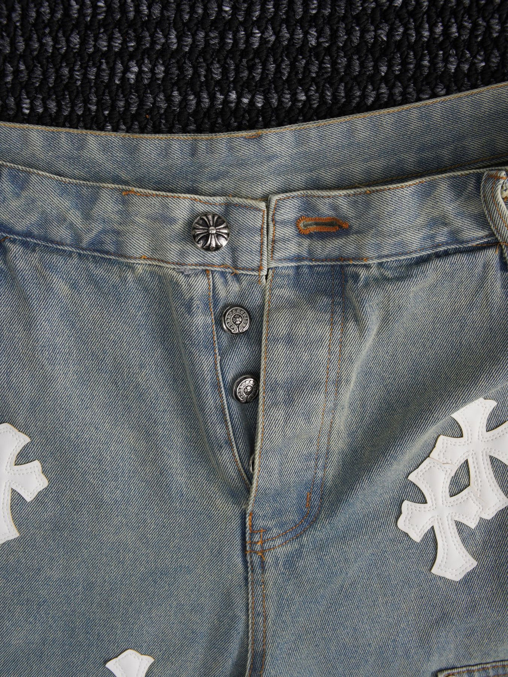 Chrome Hearts Cross Patch Light Blue Denim Shorts