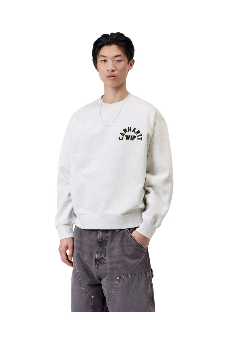 CARHARTT WIP ARCH SCRIPT SWEAT Ash Heather / Dark Navy Stone