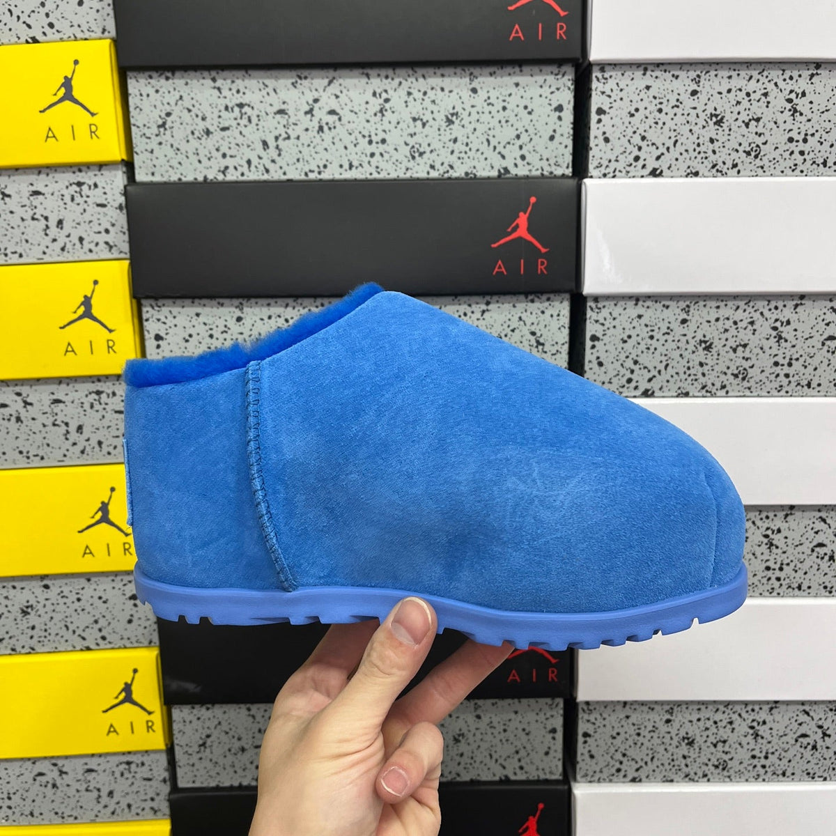 UGG Classic Ultra Mini Boot – Suede Ankle Boot with Tonal Blue Shearling Lining, Embossed UGG Logo & Blue Lug Sole in Royal Blue