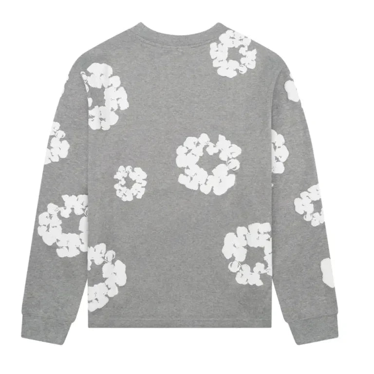 Denim Tears Long Sleeve Cotton Wreath T-shirt Grey