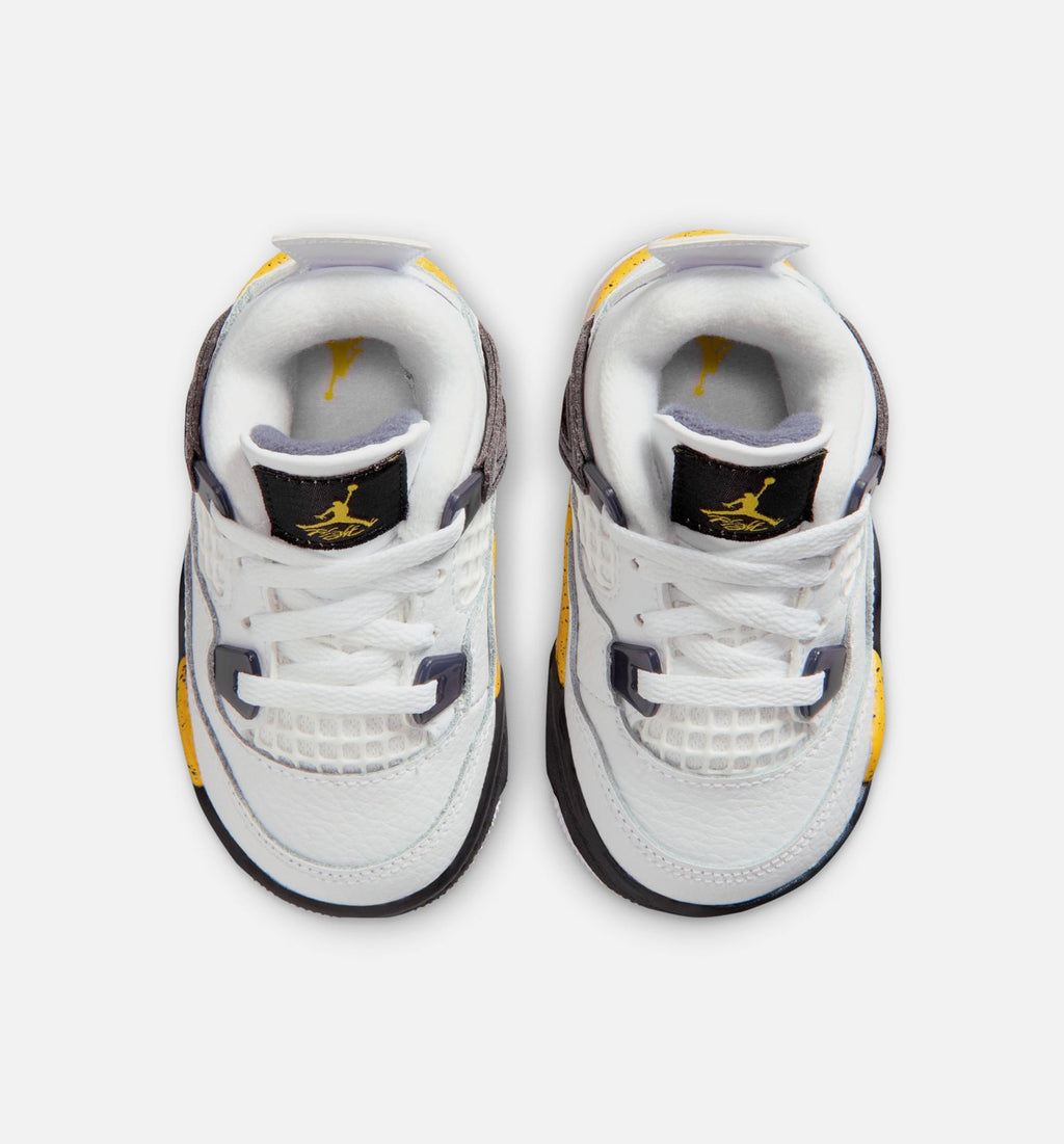 Air Jordan 4 Retro Rare Air Tour Yellow Infant & Toddler Lifestyle Shoes - White/Dark Blue Grey/Black/Tour Yellow