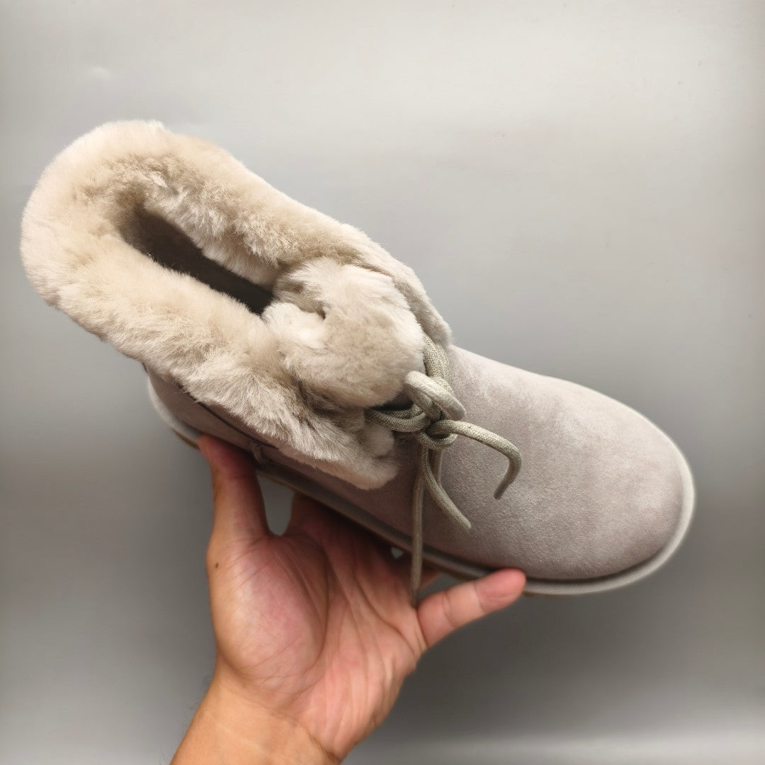 Grey Mid-Top Lace-Up Casual Sneakers — New Arrival | In Stock