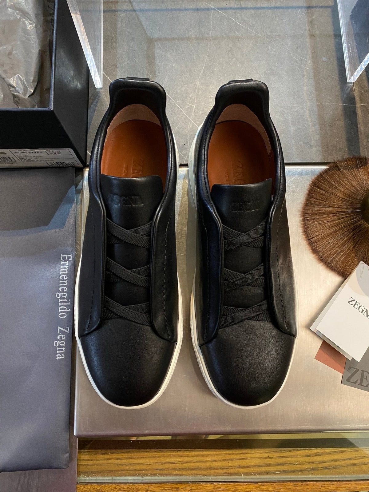 Zegna Triple Stitch Men's Leather Sneakers