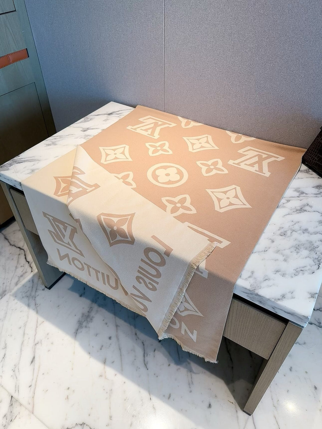 Louis Vuitton Style Oversized Monogram Scarf