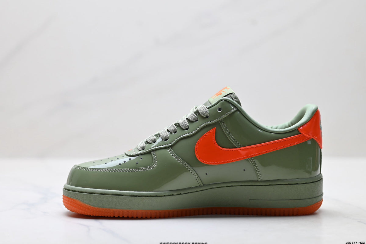 Nike Air Force 1 Low Sage Green Orange Unisex Sneakers Style 23