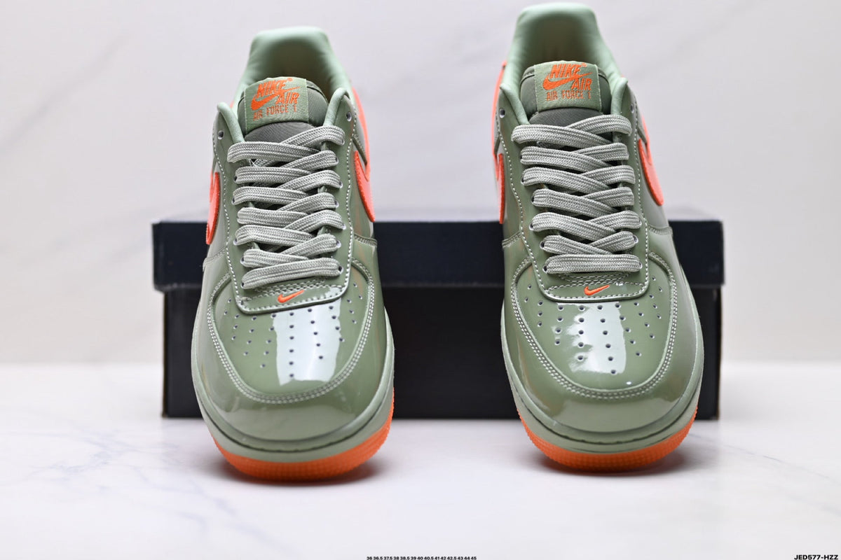Nike Air Force 1 Low Sage Green Orange Unisex Sneakers Style 23