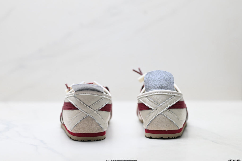 Onitsuka Tiger Retro Low Top White Burgundy Rope Lace Unisex Shoes Style 14