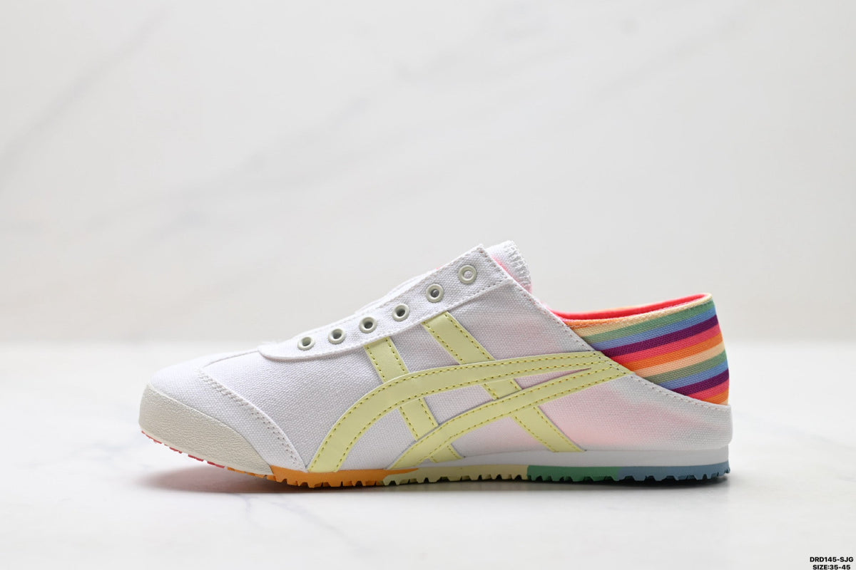 Onitsuka Tiger Retro Low Top White Pastel Rainbow Unisex Shoes Style 04
