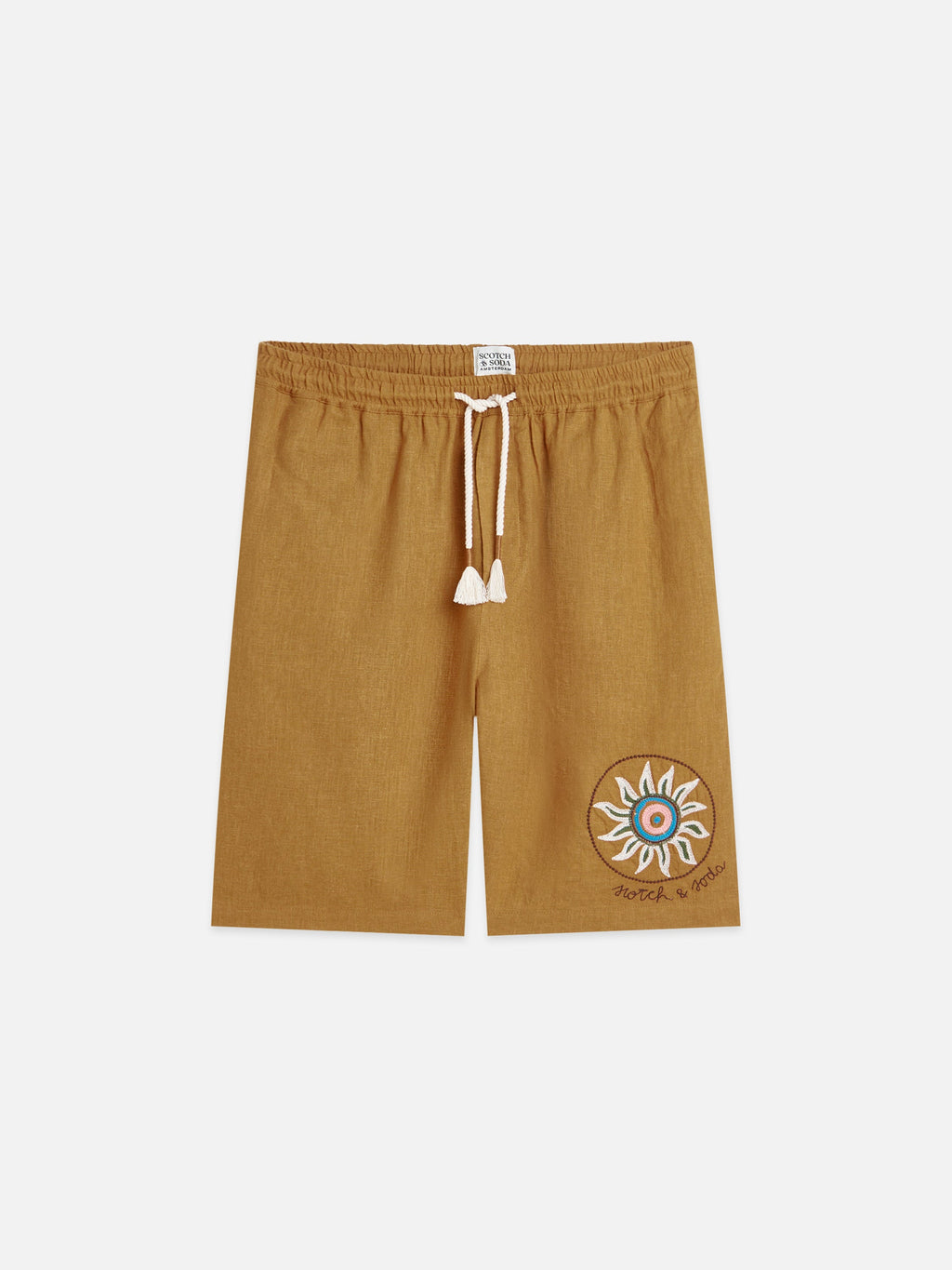 S&S Embroidered Linen-Blend Wide-Fit Bermuda Shorts