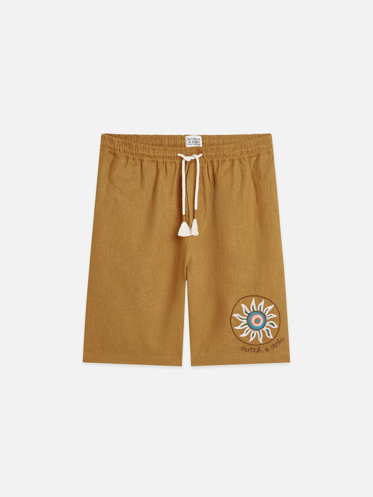 S&S Embroidered Linen-Blend Wide-Fit Bermuda Shorts