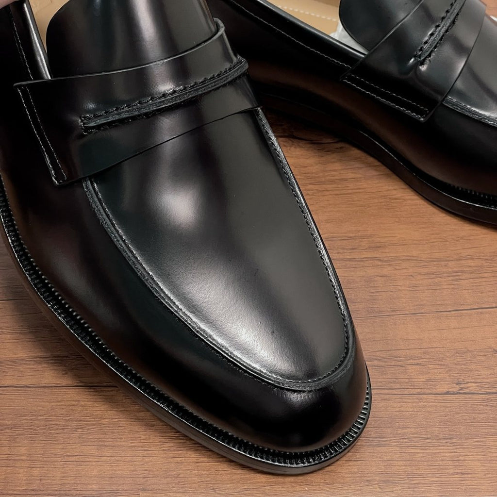 Zegna Men's Black Apron-Toe Loafers