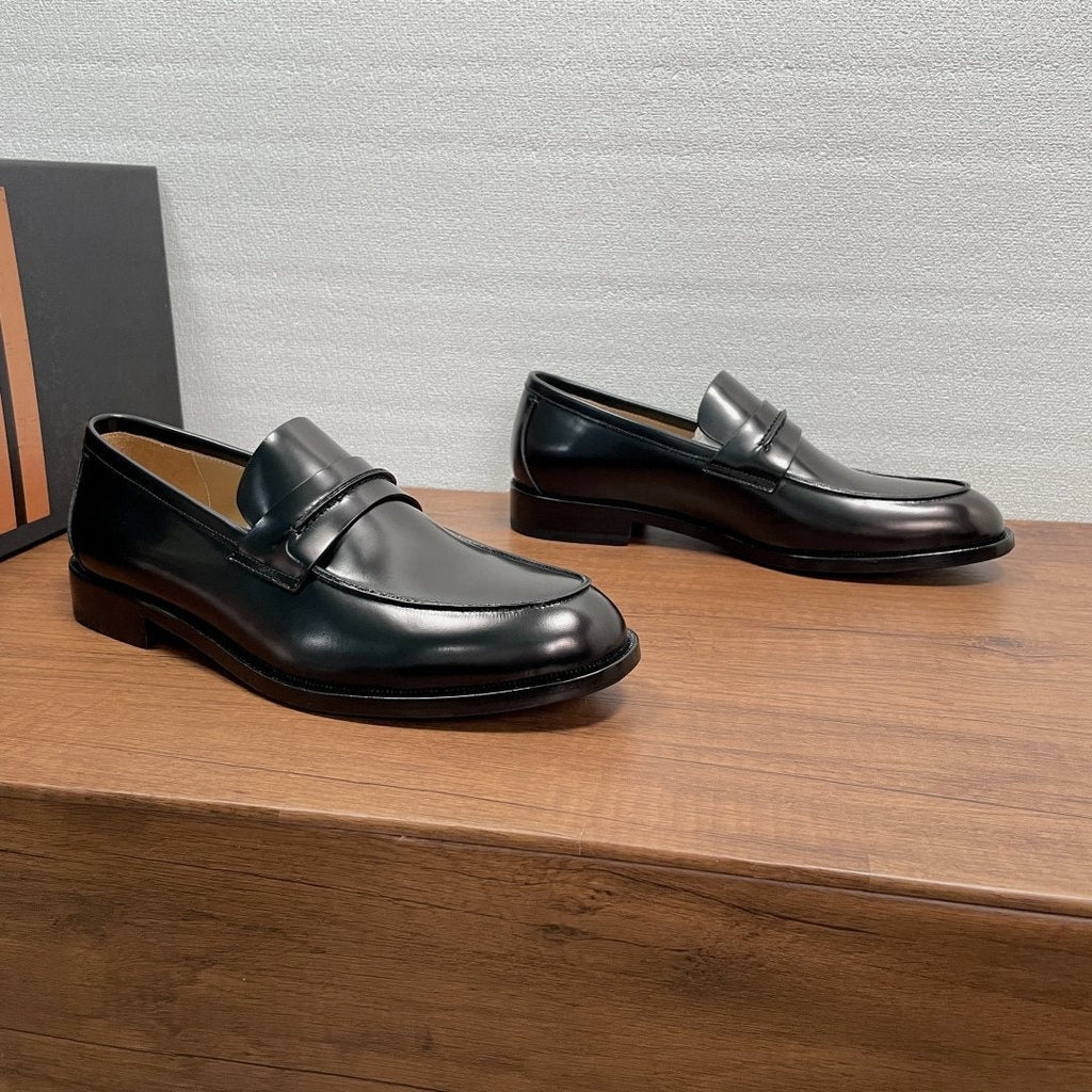 Zegna Men's Black Apron-Toe Loafers
