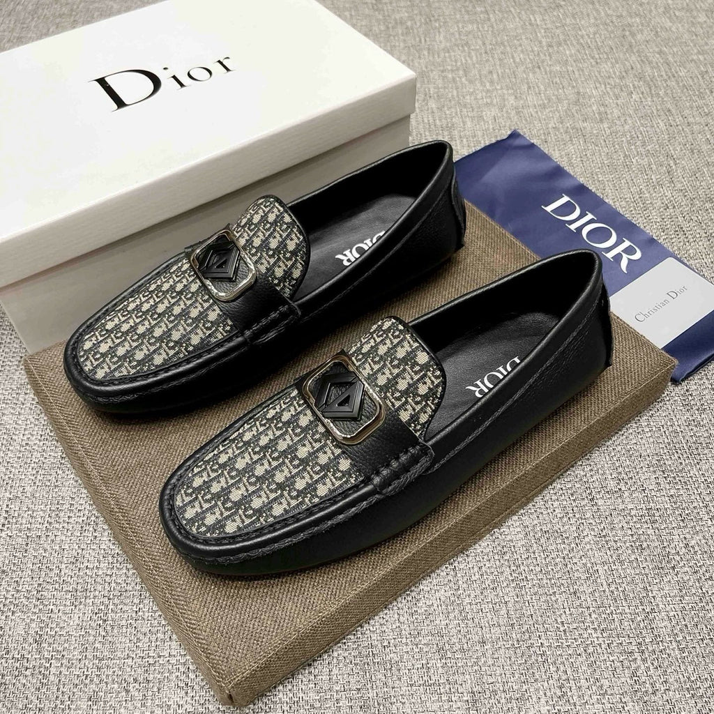 Dior Men's Gray Patterned Loafers