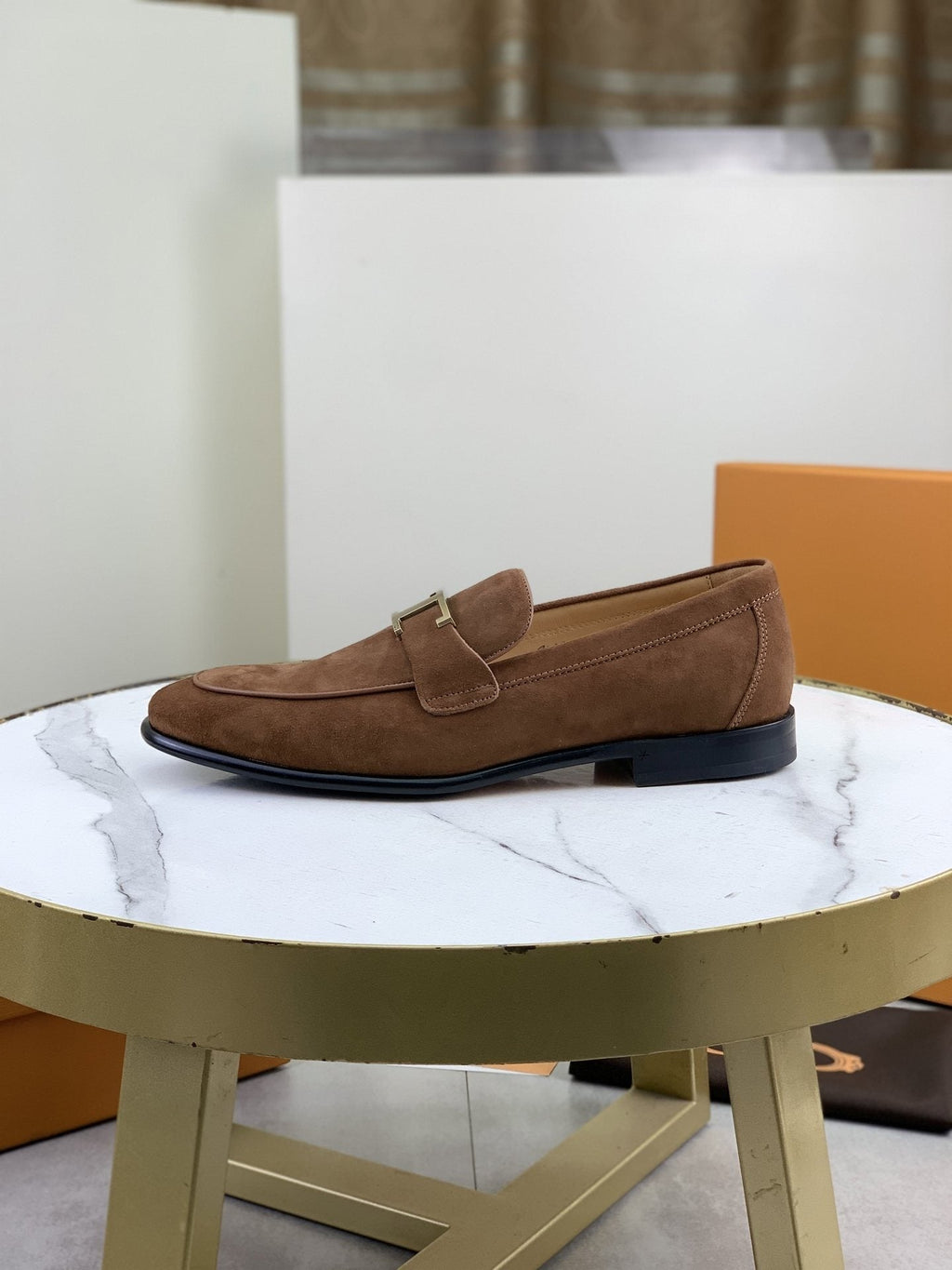 TODS Brown Suede T-Hardware Loafers