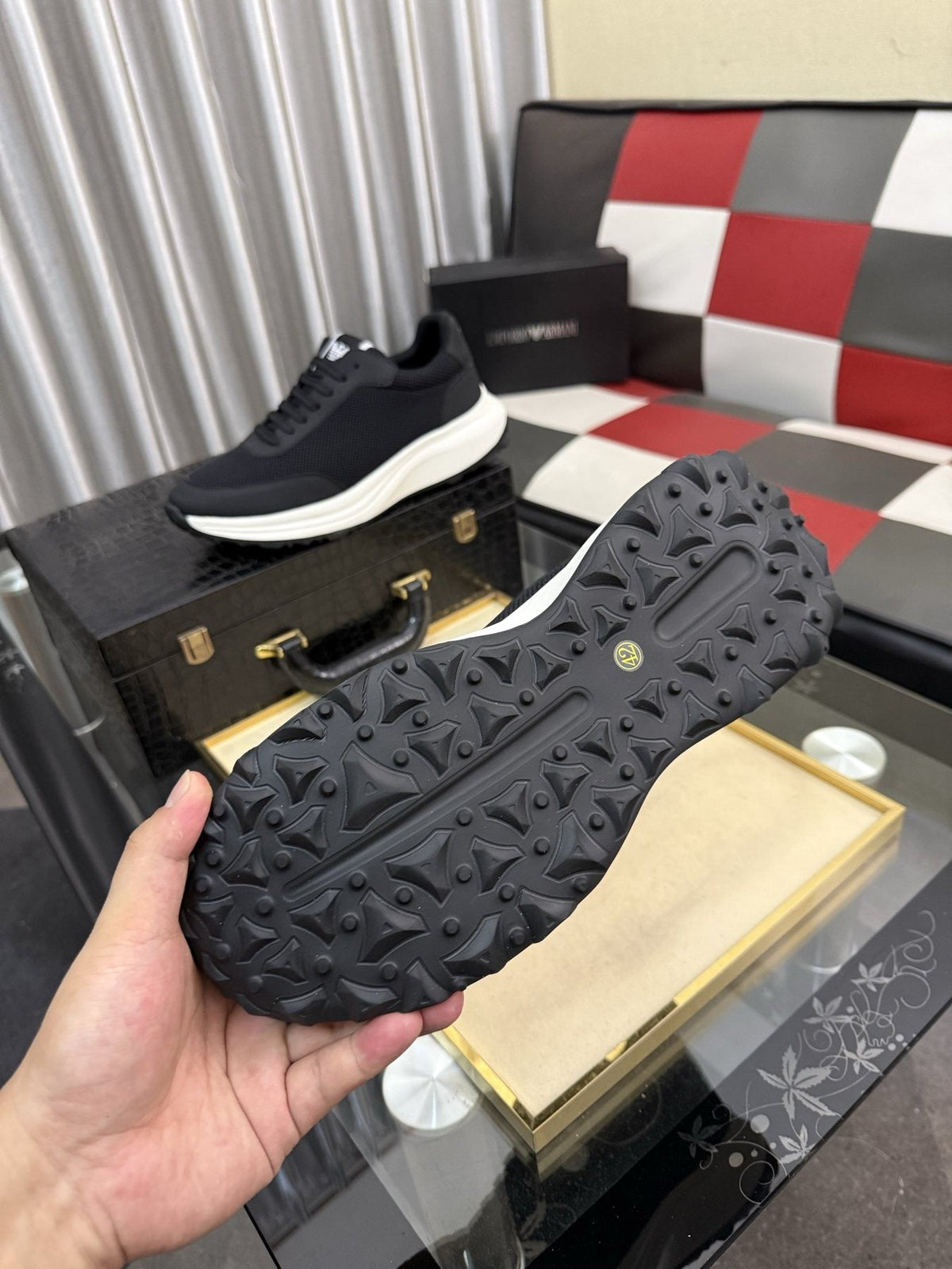 Emporio Armani Black Low-Top Sneakers