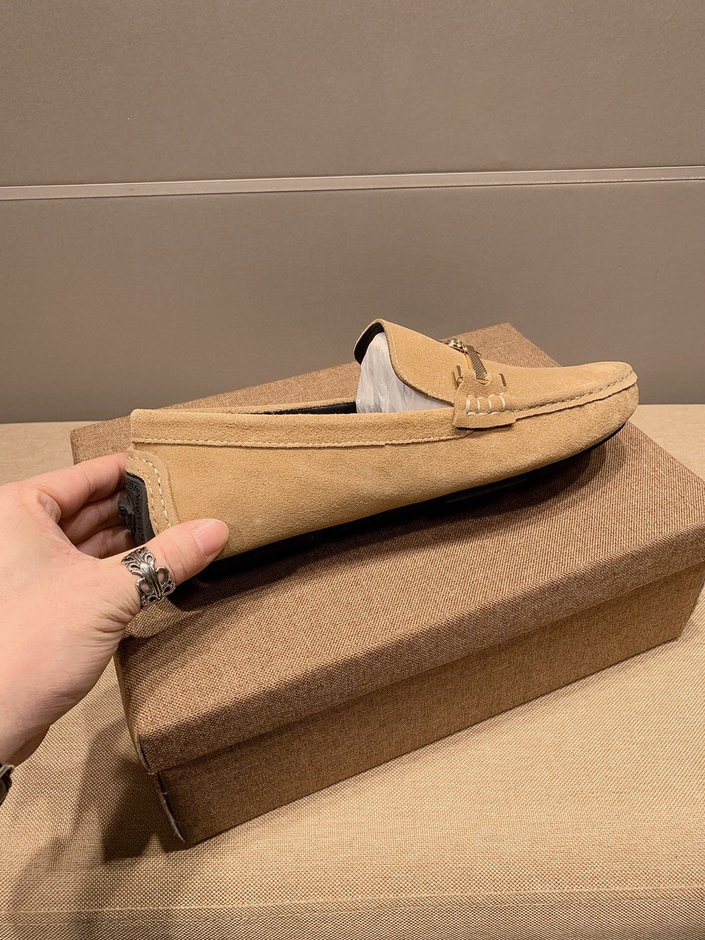 Versace Tan Hardware Loafers