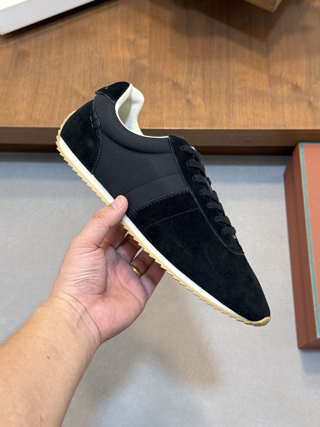 Loro Piana Black Suede Low-Top Sneakers