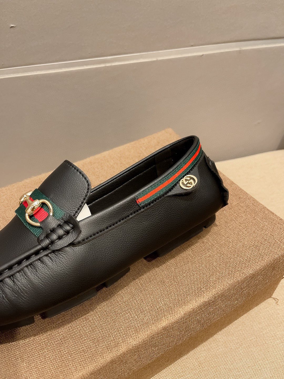 Gucci Black Web Buckle Loafers