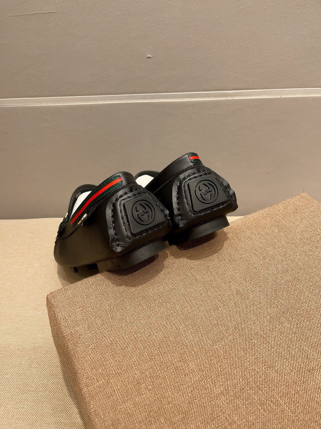 Gucci Black Web Buckle Loafers