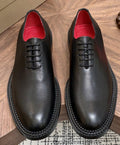 Black Lace-Up Dress Shoes with Red Lining
