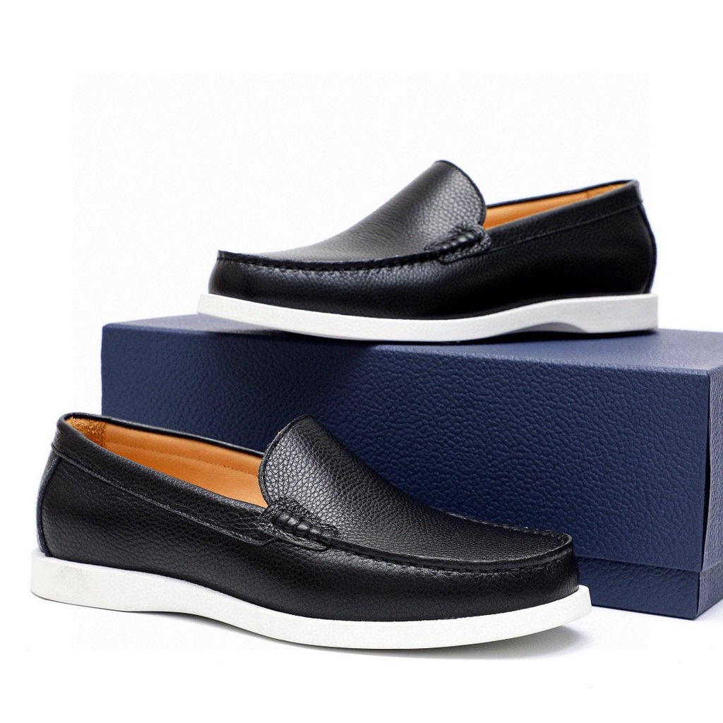 Dior Black Textured Leather Slip-On Loafers