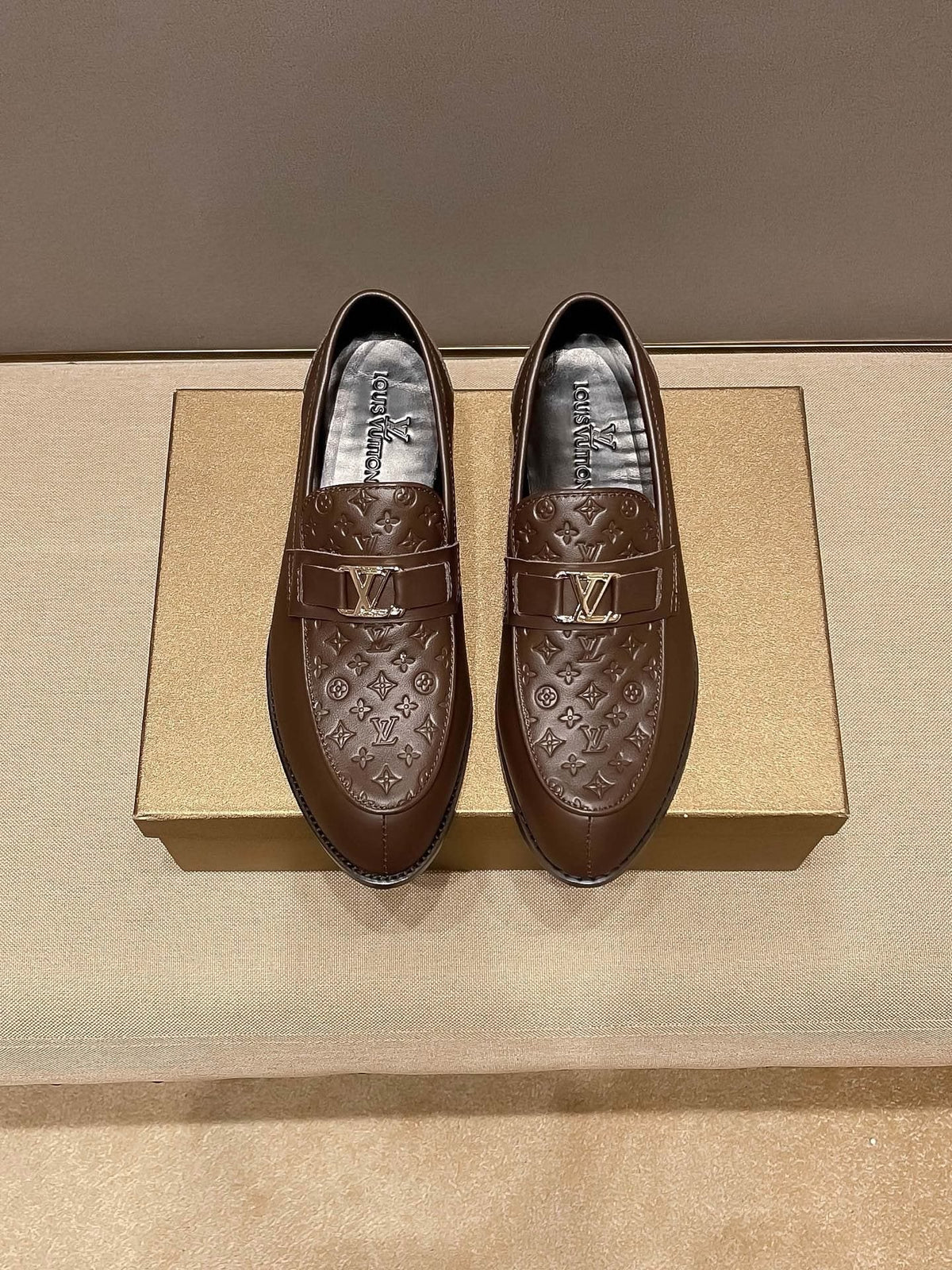 Louis Vuitton Men's Brown Buckle Slip-On Dress Shoes