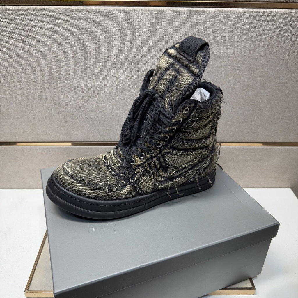 Men's Charcoal Gray and Black High-Top Sneakers