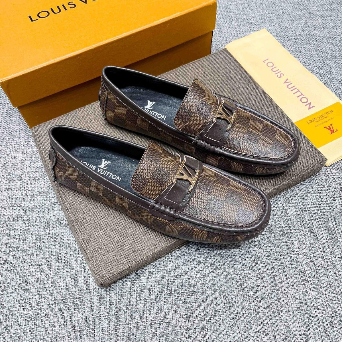 Louis Vuitton Men's Brown Checkered Loafers
