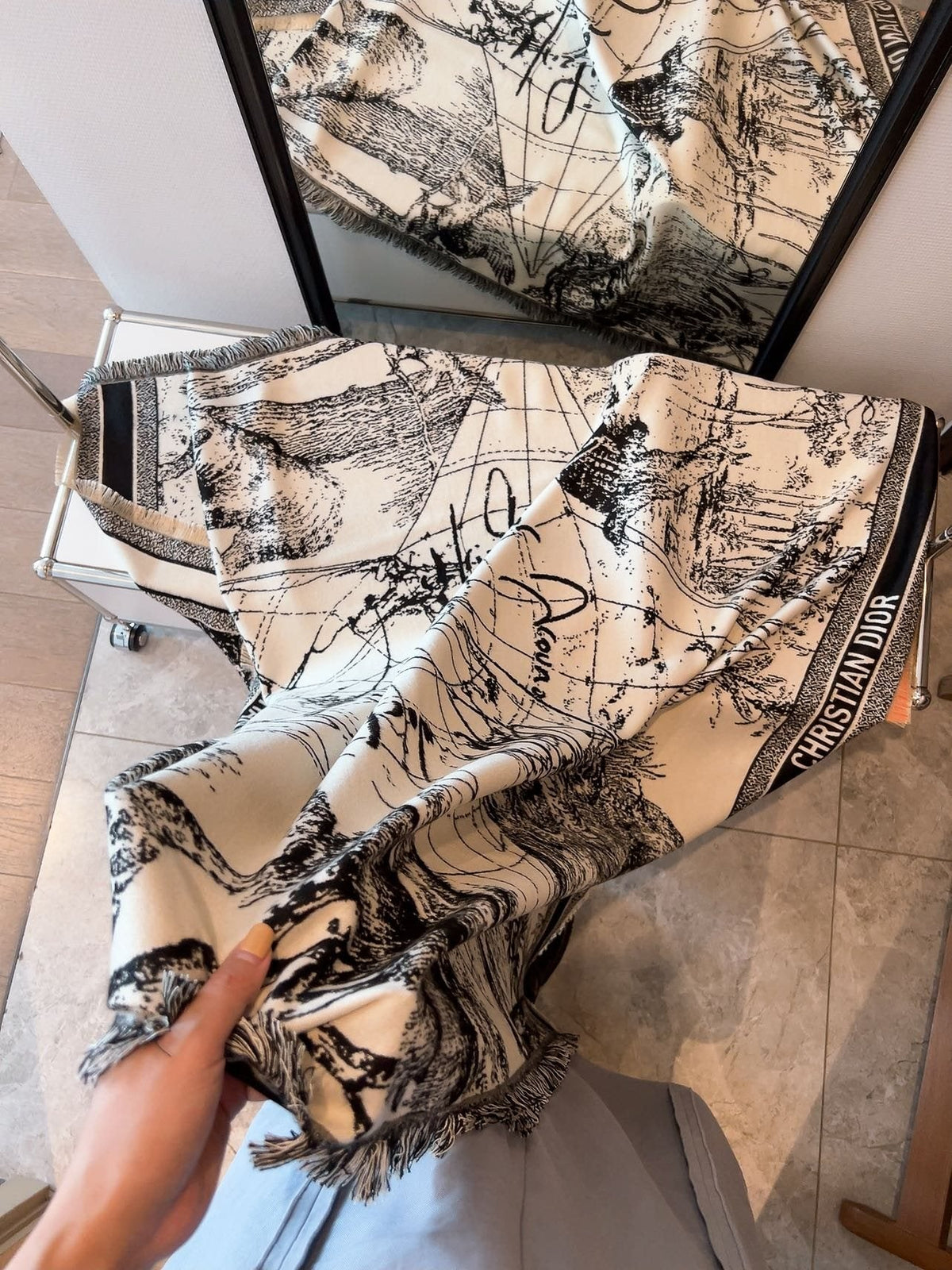 Dior Ivory and Black Toile Shawl