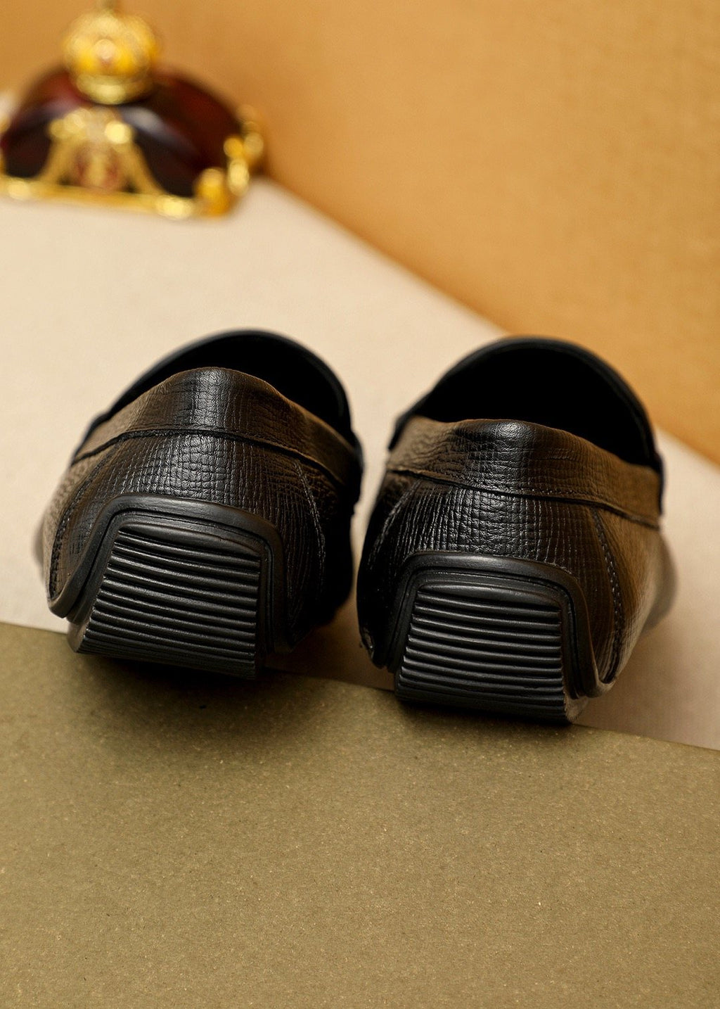Bottega Veneta Men's Black Textured Slip-On Loafers