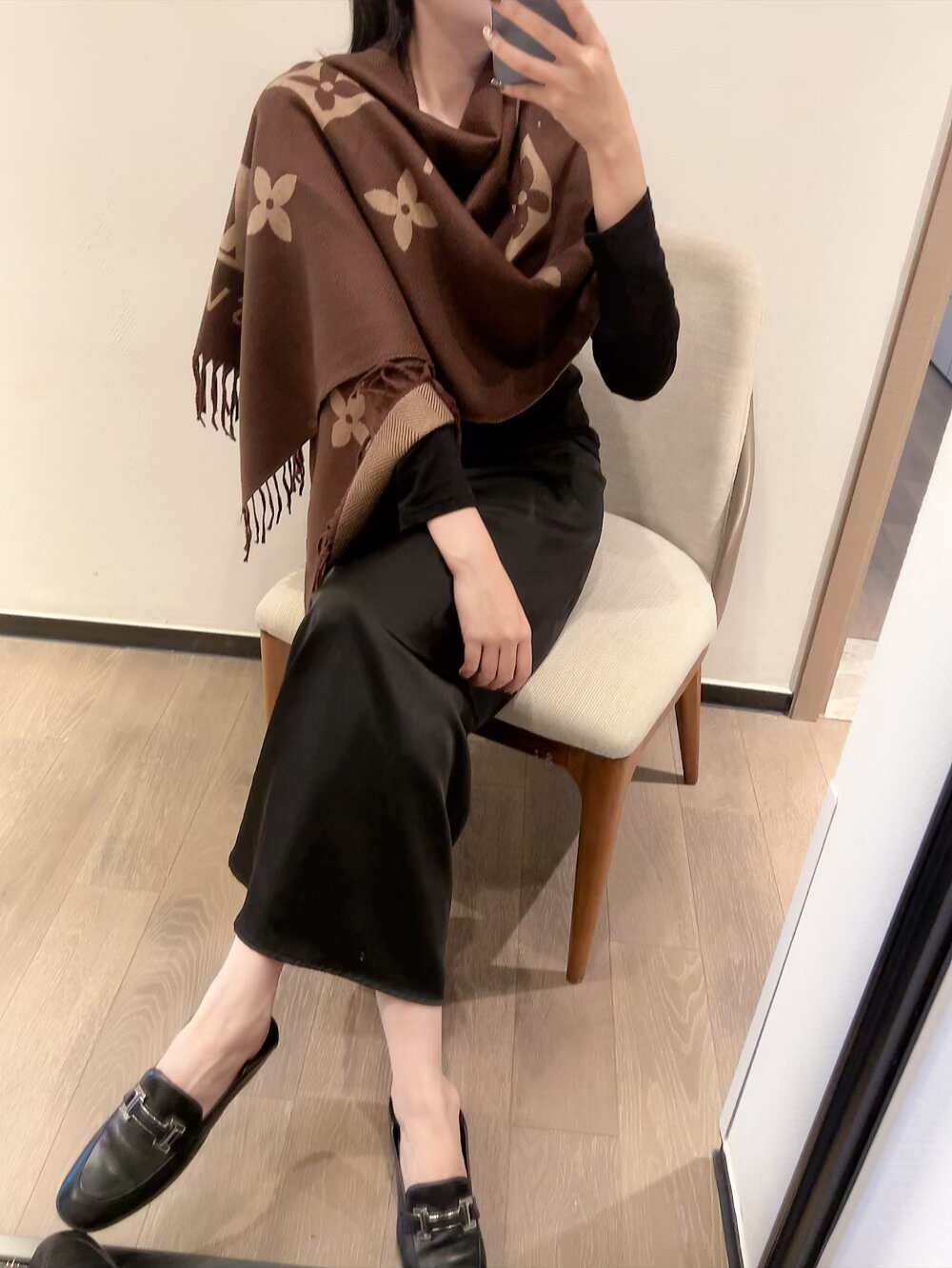 Louis Vuitton Monogram Fringed Scarf