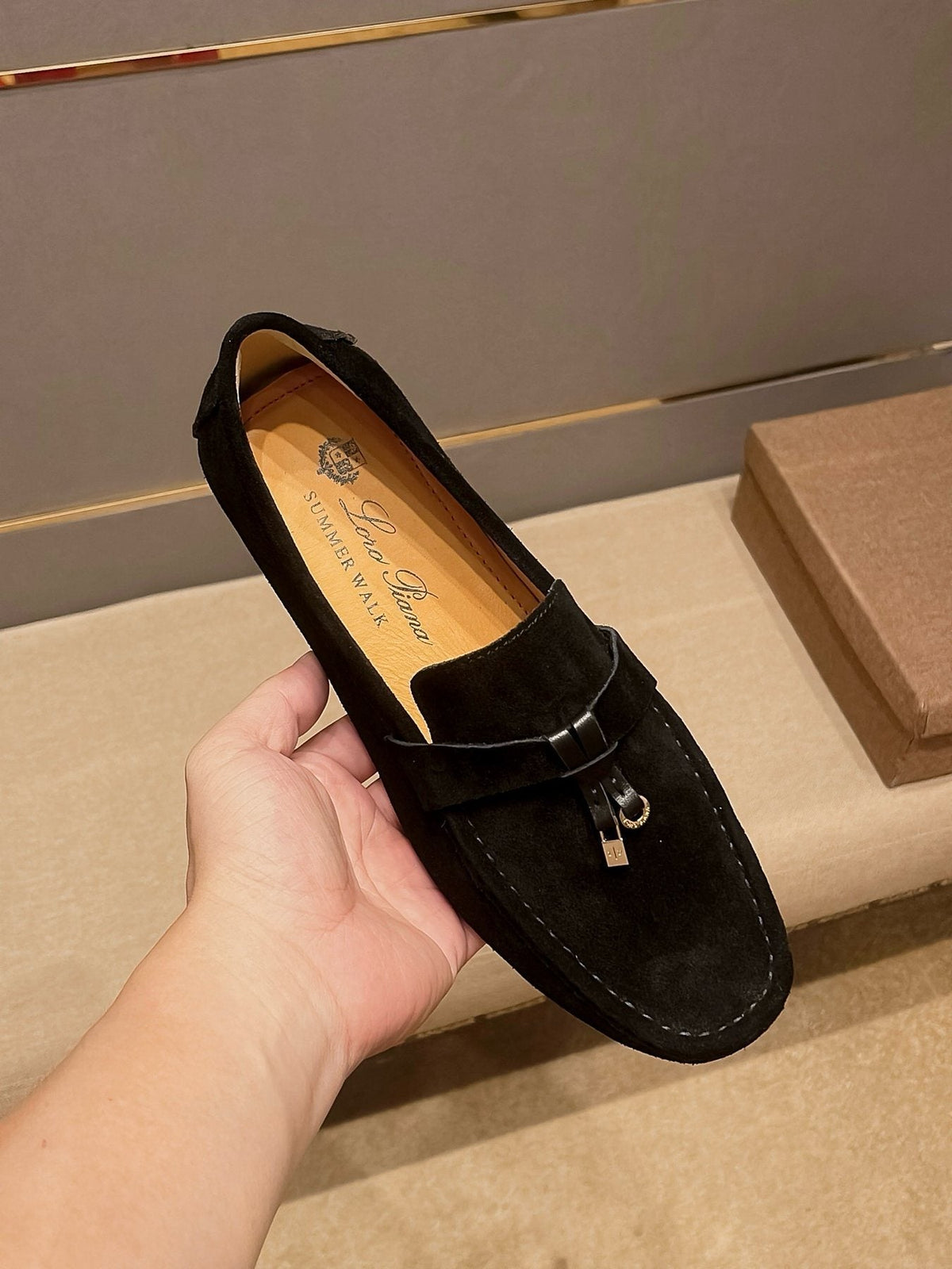 Loro Piana Men's Black Metal-Bit Loafers