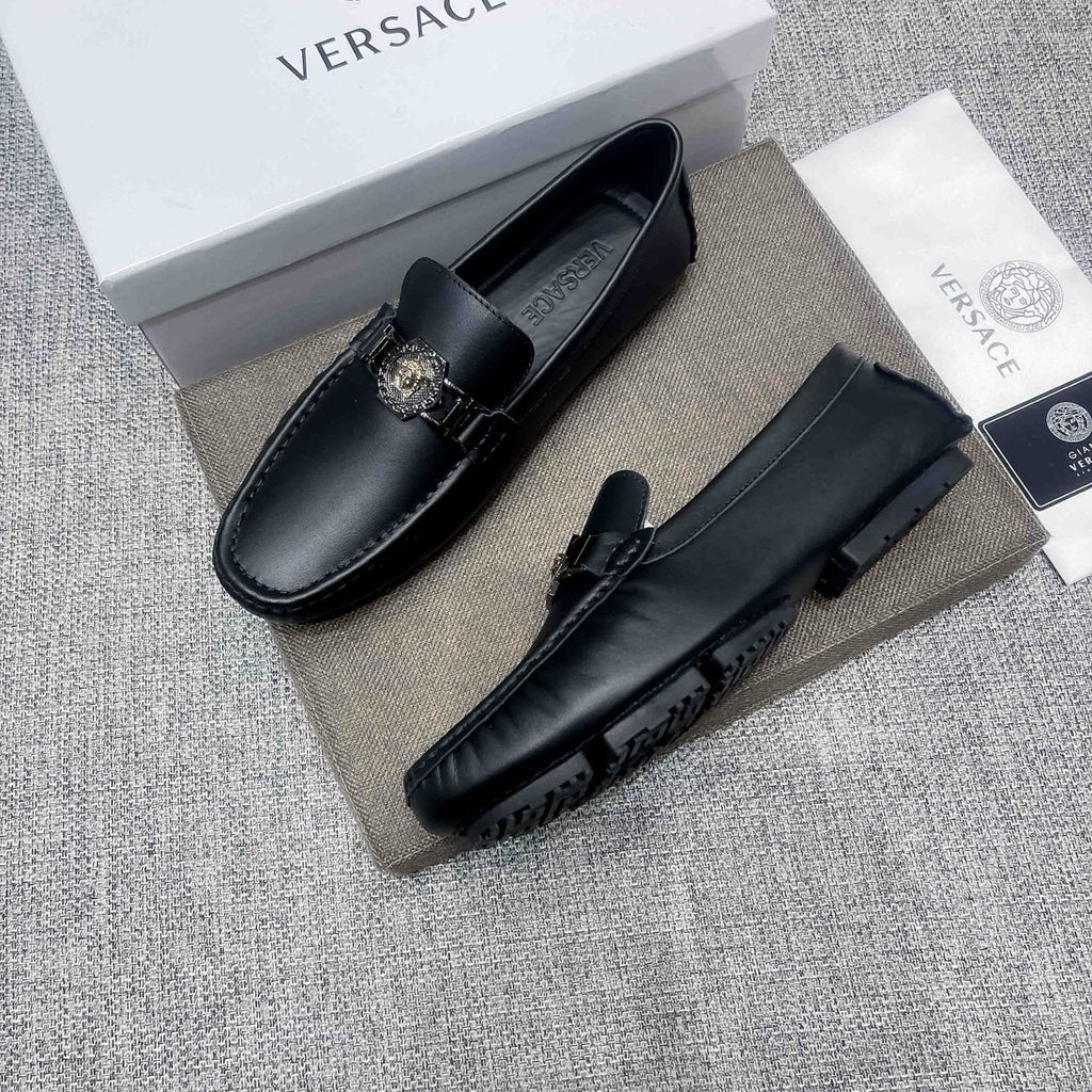Versace Black Medallion Loafers