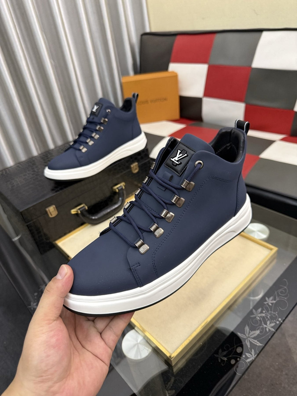 Louis Vuitton Lace-Up High-Top Sneakers