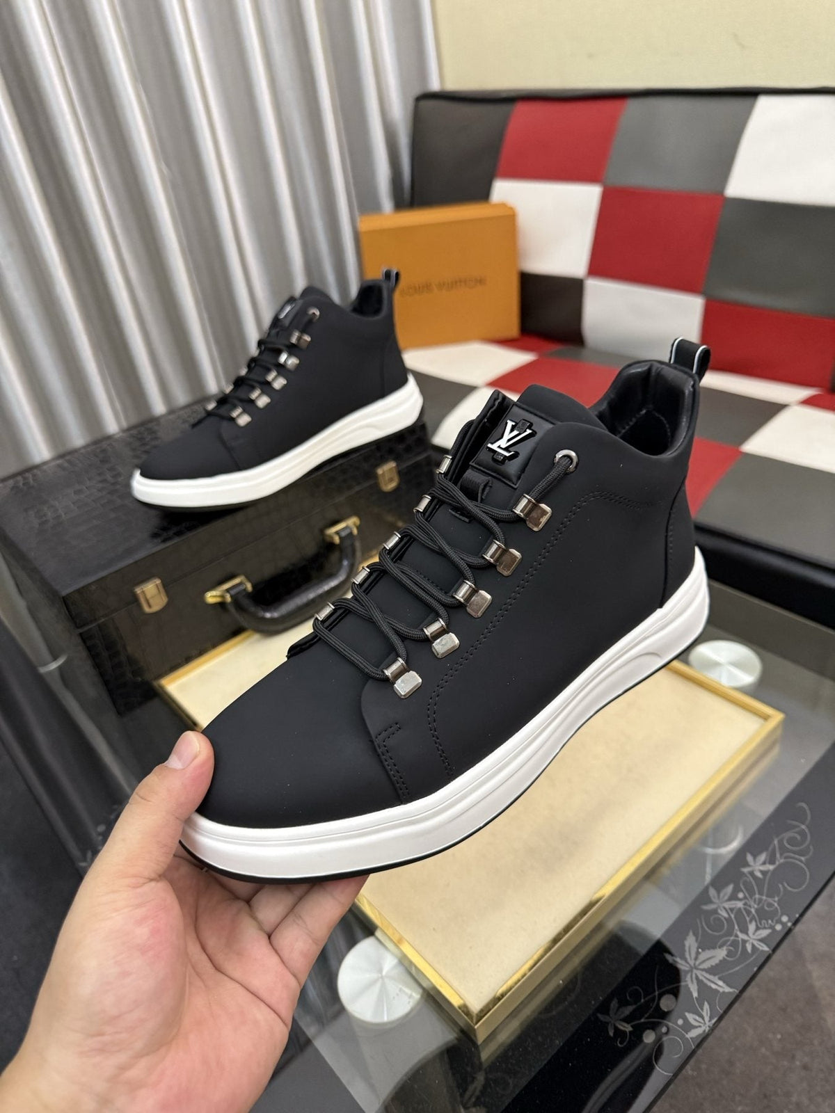 Louis Vuitton Lace-Up High-Top Sneakers