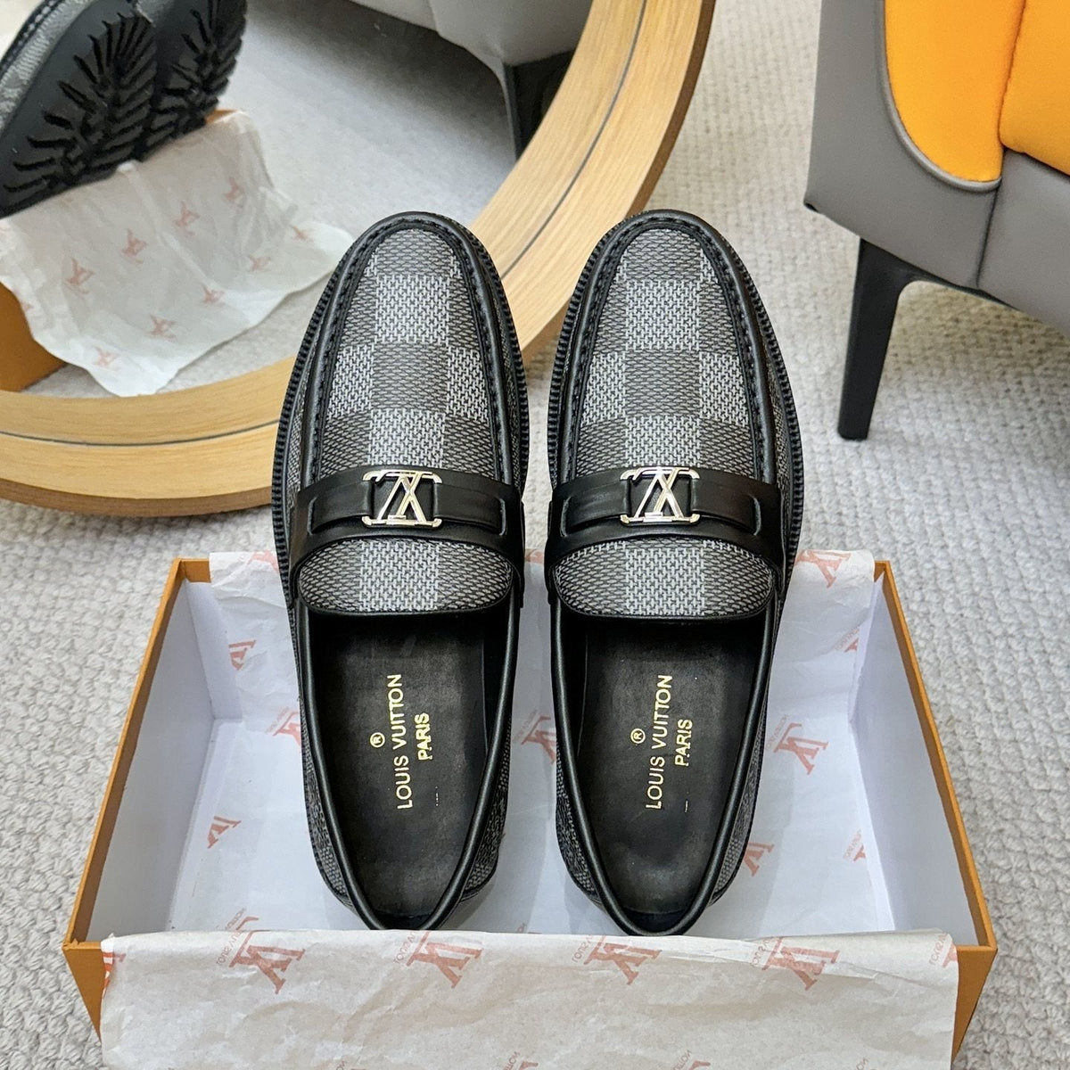 Louis Vuitton Men's Checkered Lug Sole Loafers