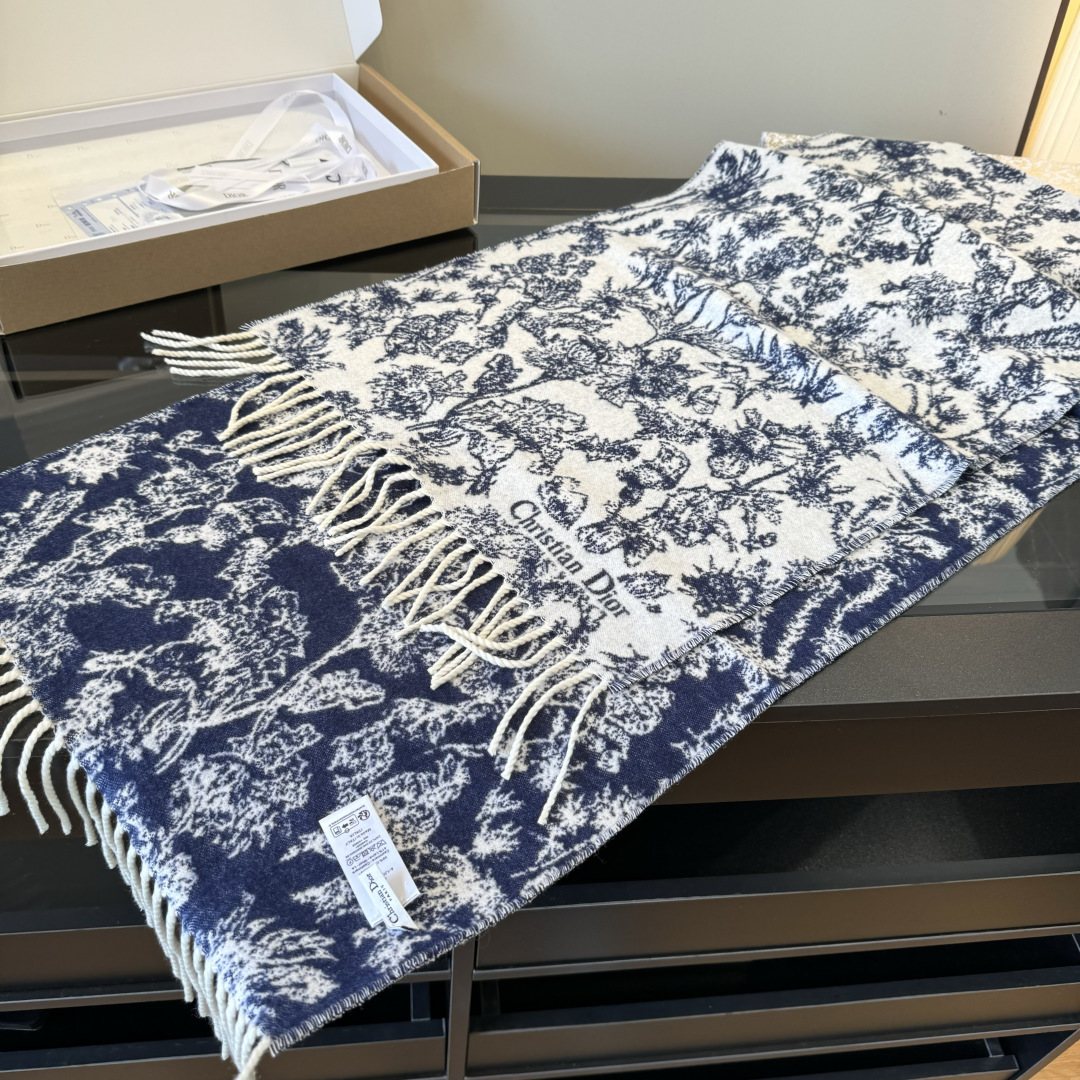 Dior Botanical Toile Fringed Scarf