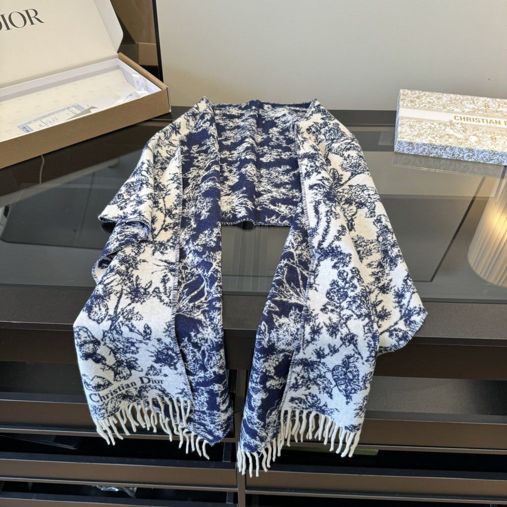 Dior Botanical Toile Fringed Scarf